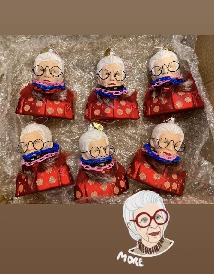Iris Apfel Ornament, Fashion Icon, 1921-2024