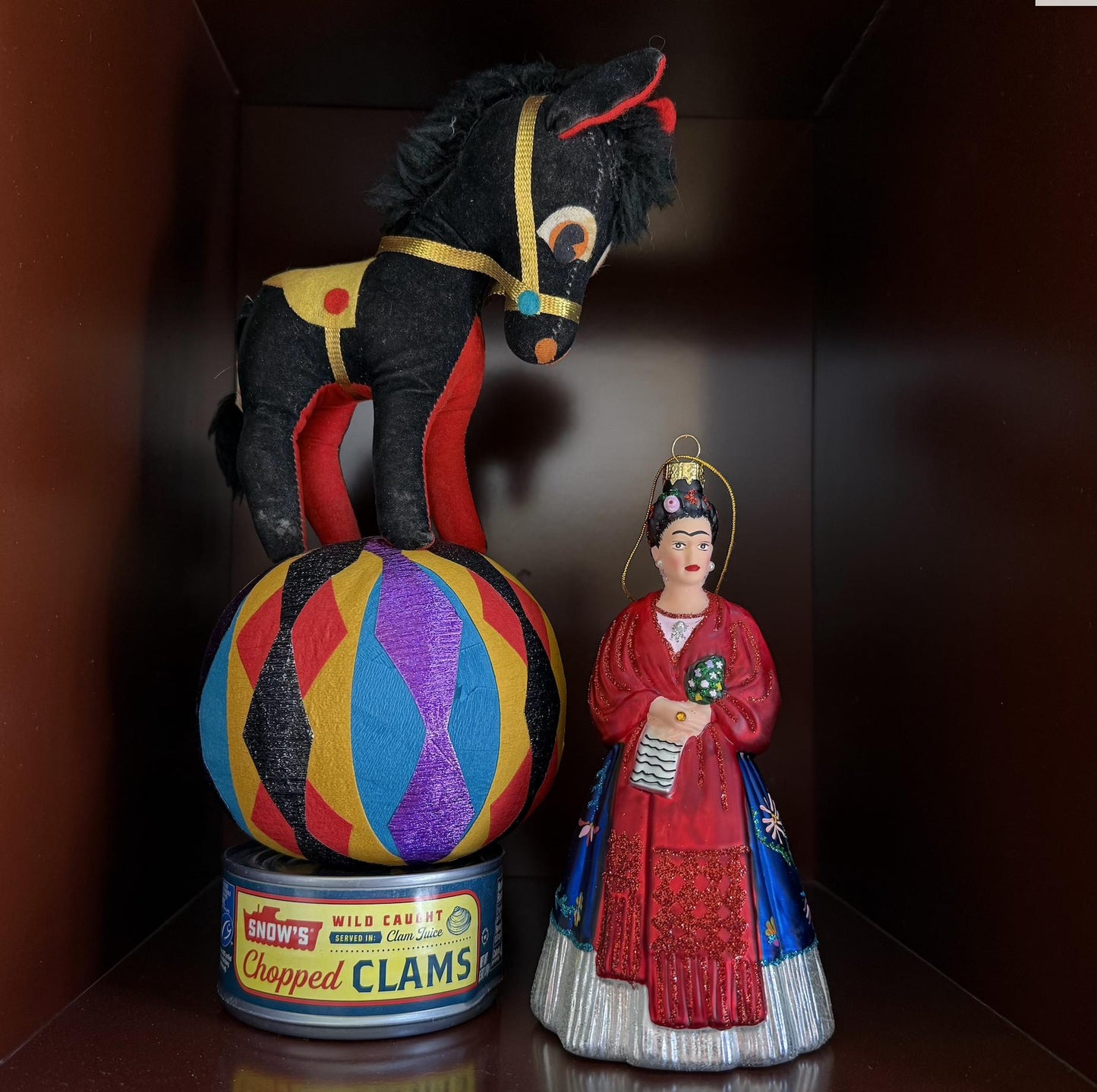 Cody Foster Frida Glass Ornament, Red Shawl and Petticoat