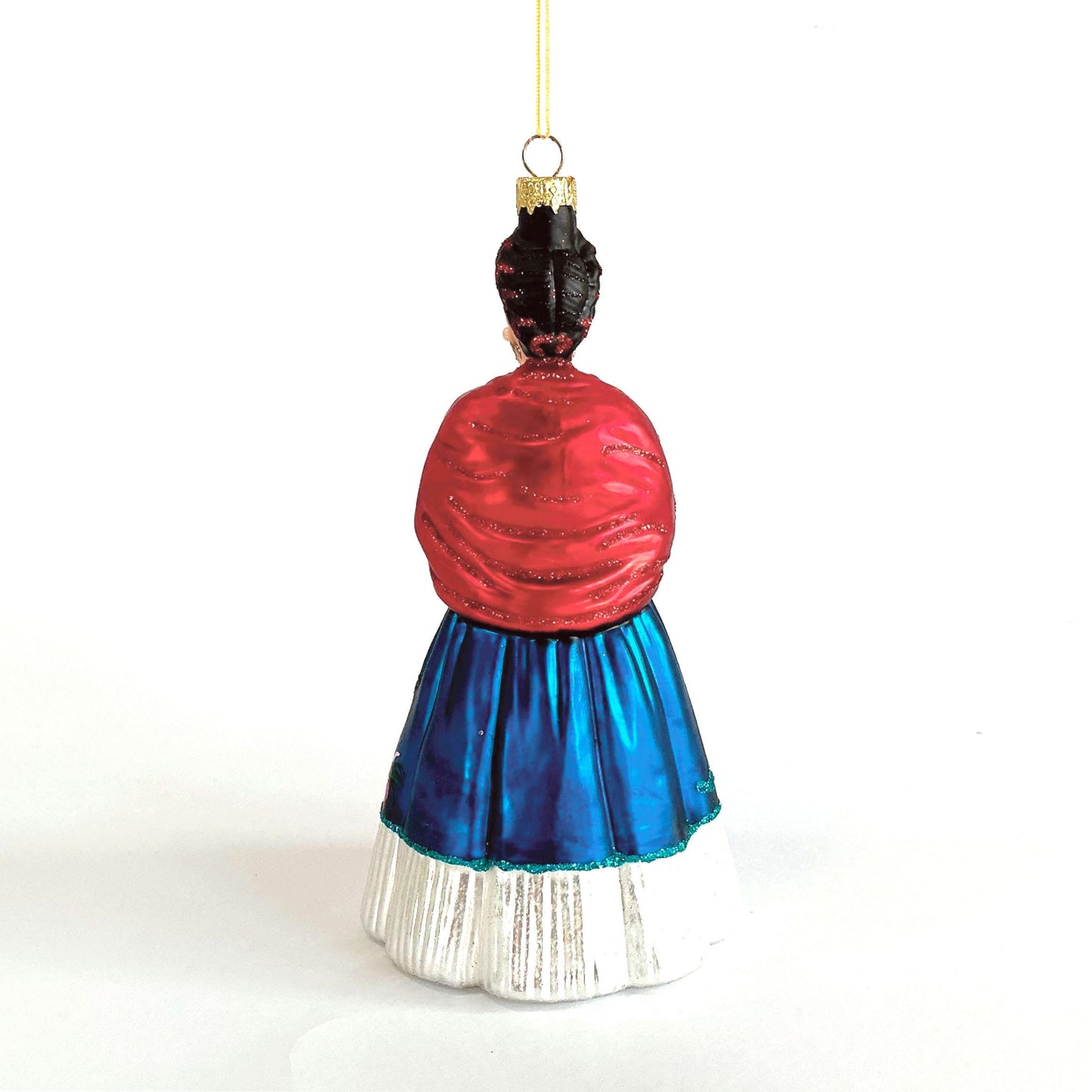 Cody Foster Frida Glass Ornament, Red Shawl and Petticoat