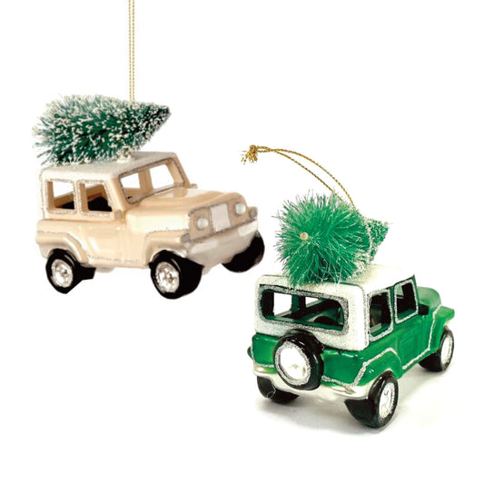 Jeep With Christmas Tree Ornament