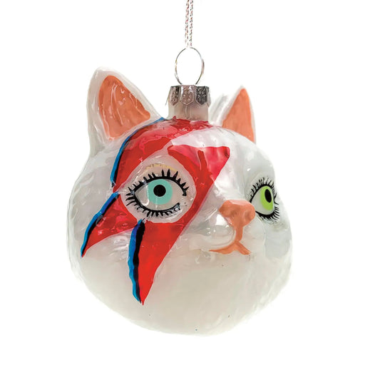 Cody Foster Meowie Bowie Glass Cat Ornament