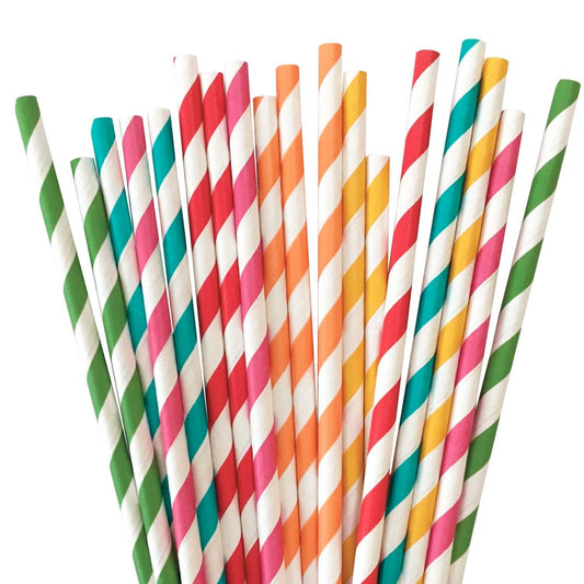Rainbow Stripe Paper Straws