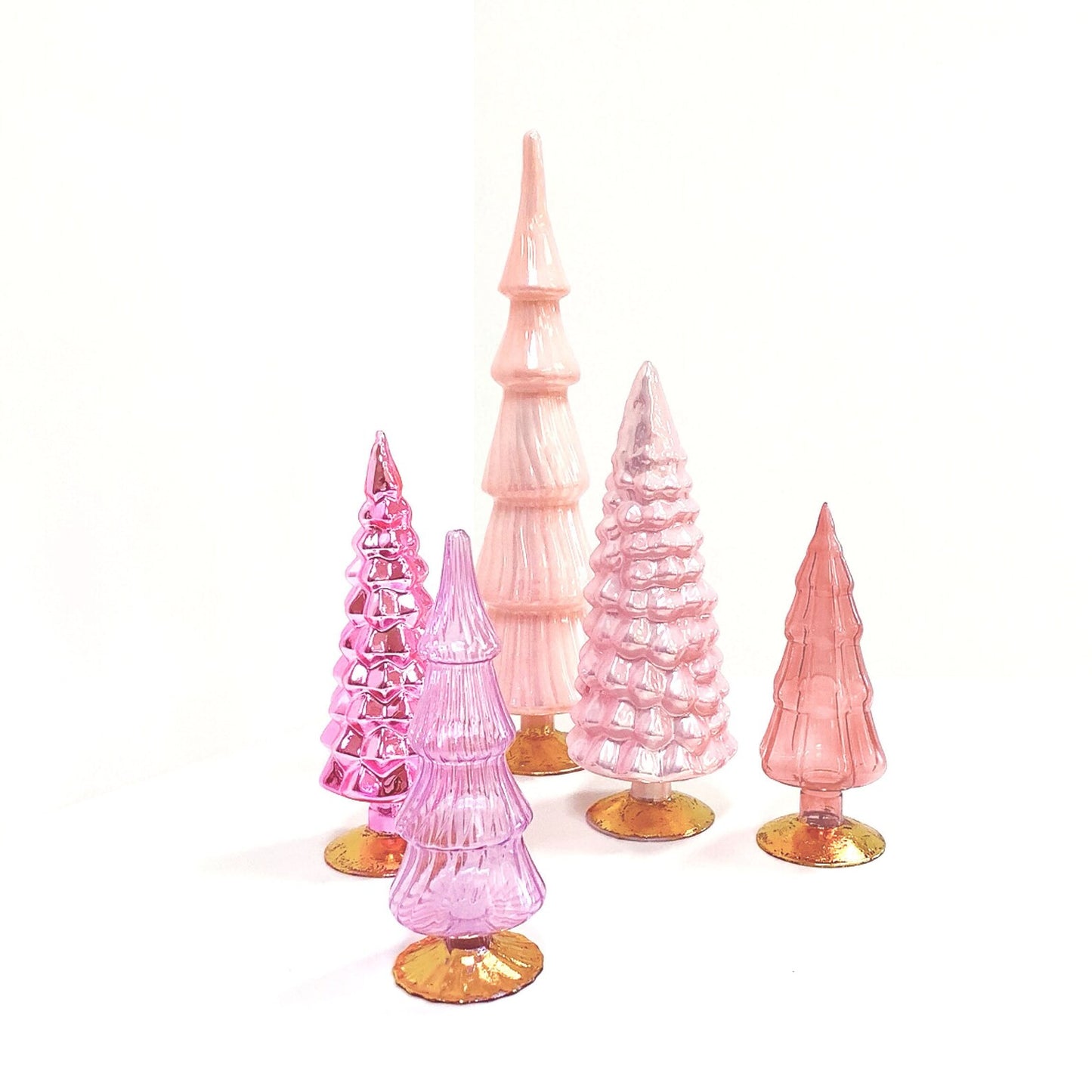 Rose Hue Large Glass Trees, Set of 5
