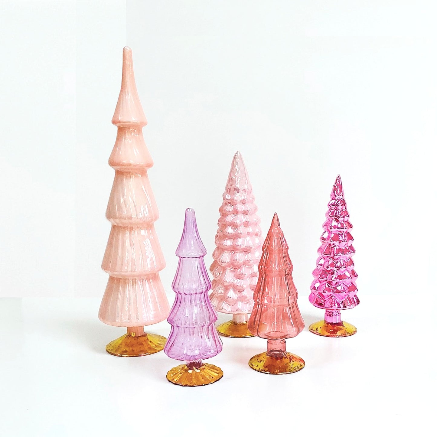 Rose Hue Large Glass Trees, Set of 5