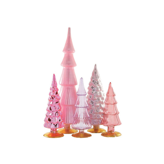 Rose Hue Large Glass Trees, Set of 5