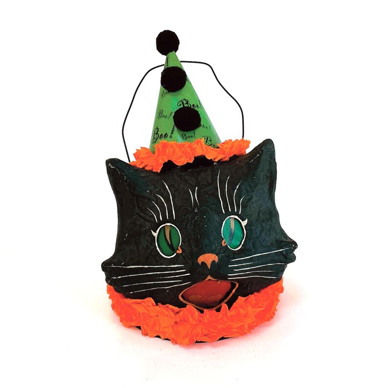 Sassy Cat Candy Bucket with Ruffle & Hat