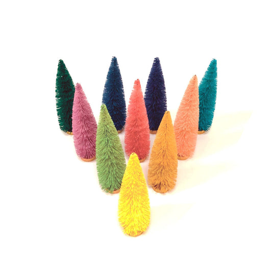 Multicolor Short-Stem Bottlebrush Trees Set of 10
