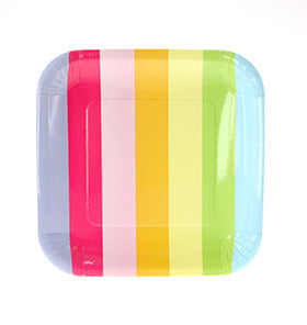 Pastel Rainbow Stripe Square Plates