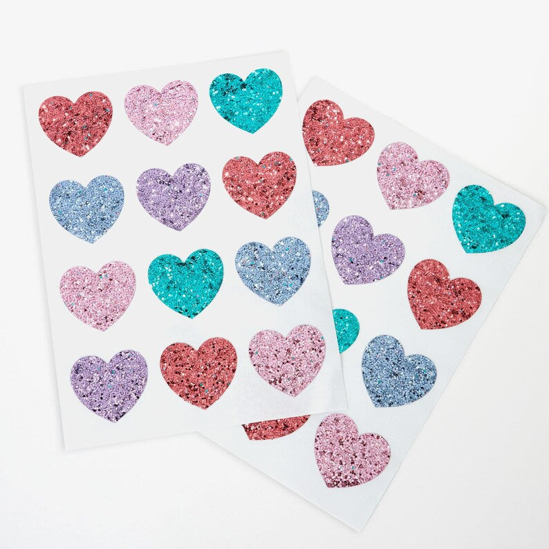 Glitter Heart Stickers 96 Count