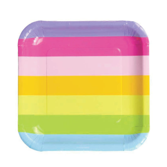 Pastel Rainbow Stripe Square Plates