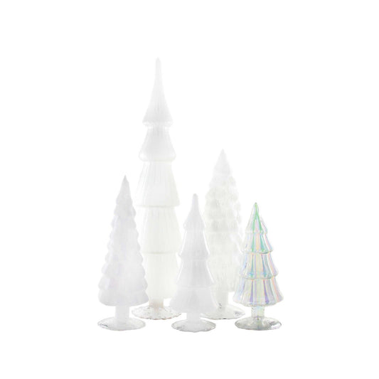 White Hue Glass Trees, Set of 5