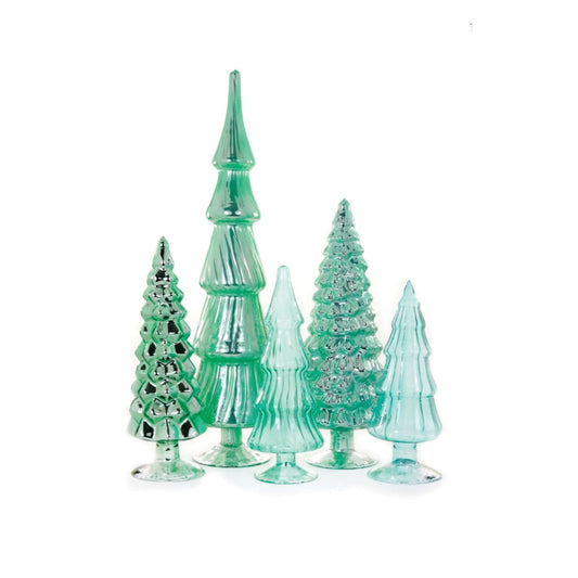 Wintergreen Hue Large Glass Trees, Set of 5