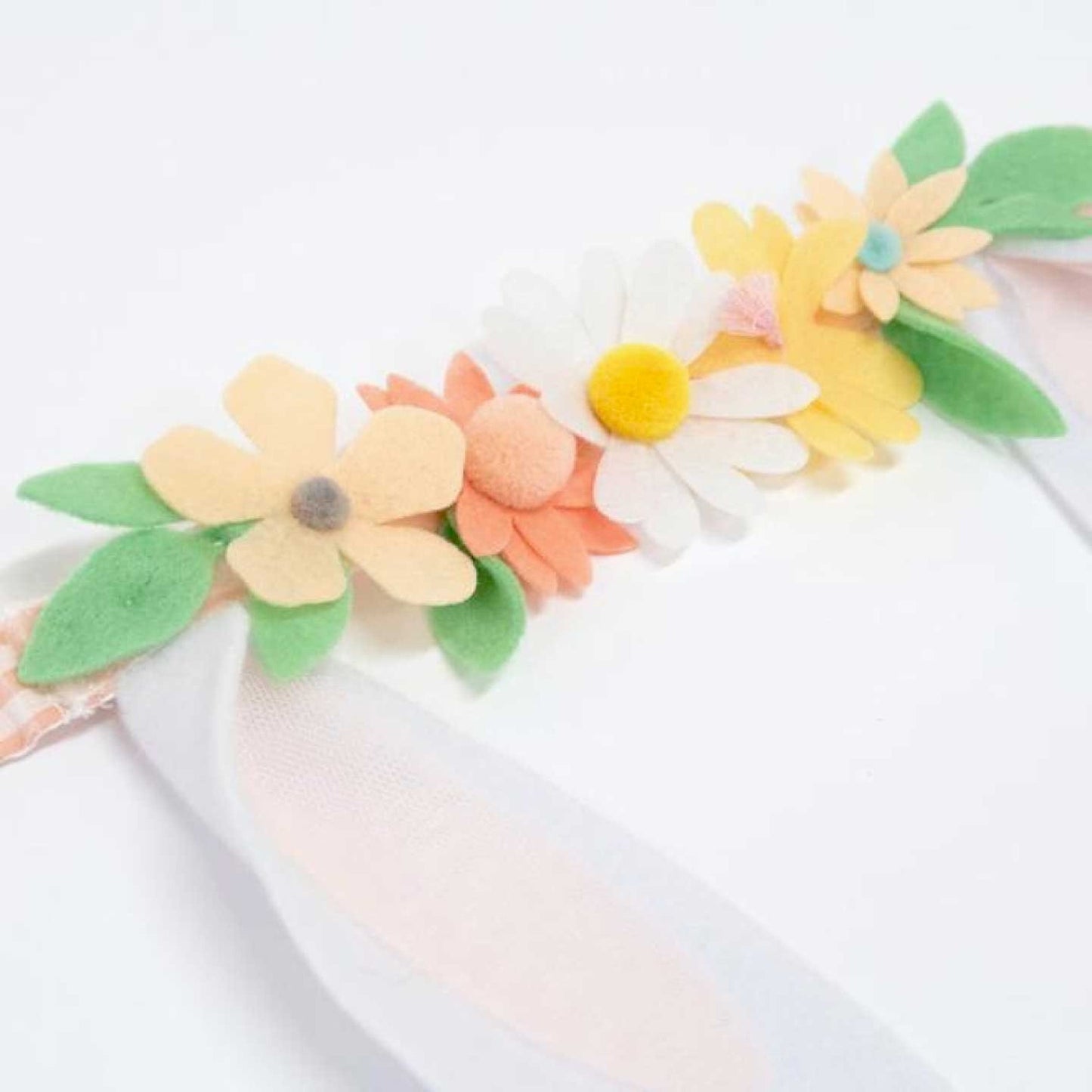 Bunny Ears Headband with Felt Flowers