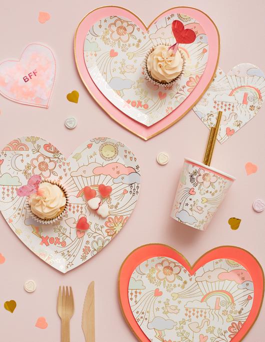 Valentine Doodle Small Paper Plates