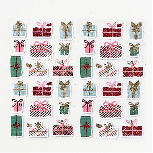 Christmas Present Glitter Stickers