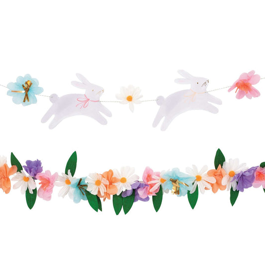 Spring Bunny & Tissue Flower Garlands (set of 2)