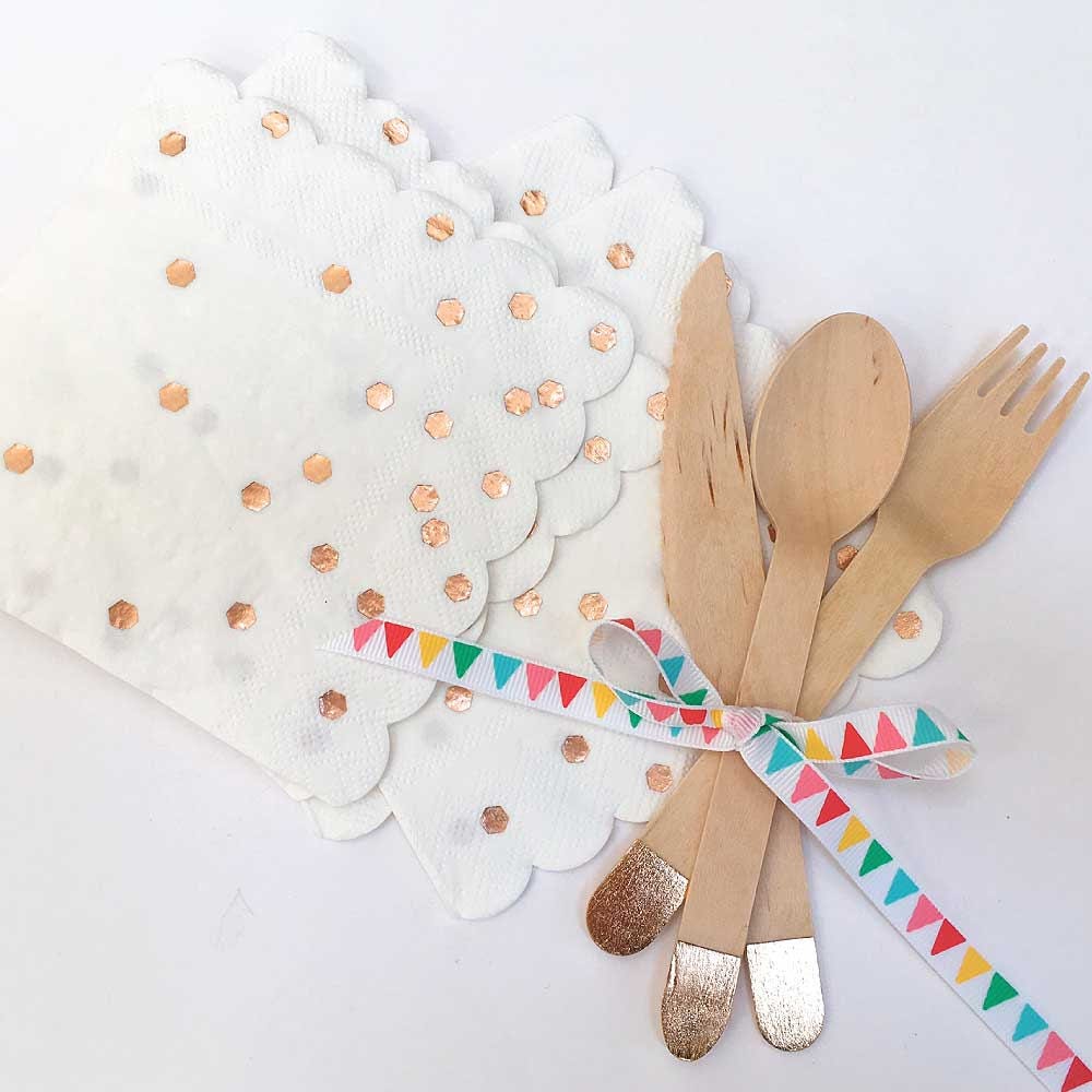 Gold Wooden Utensil Cutlery Set