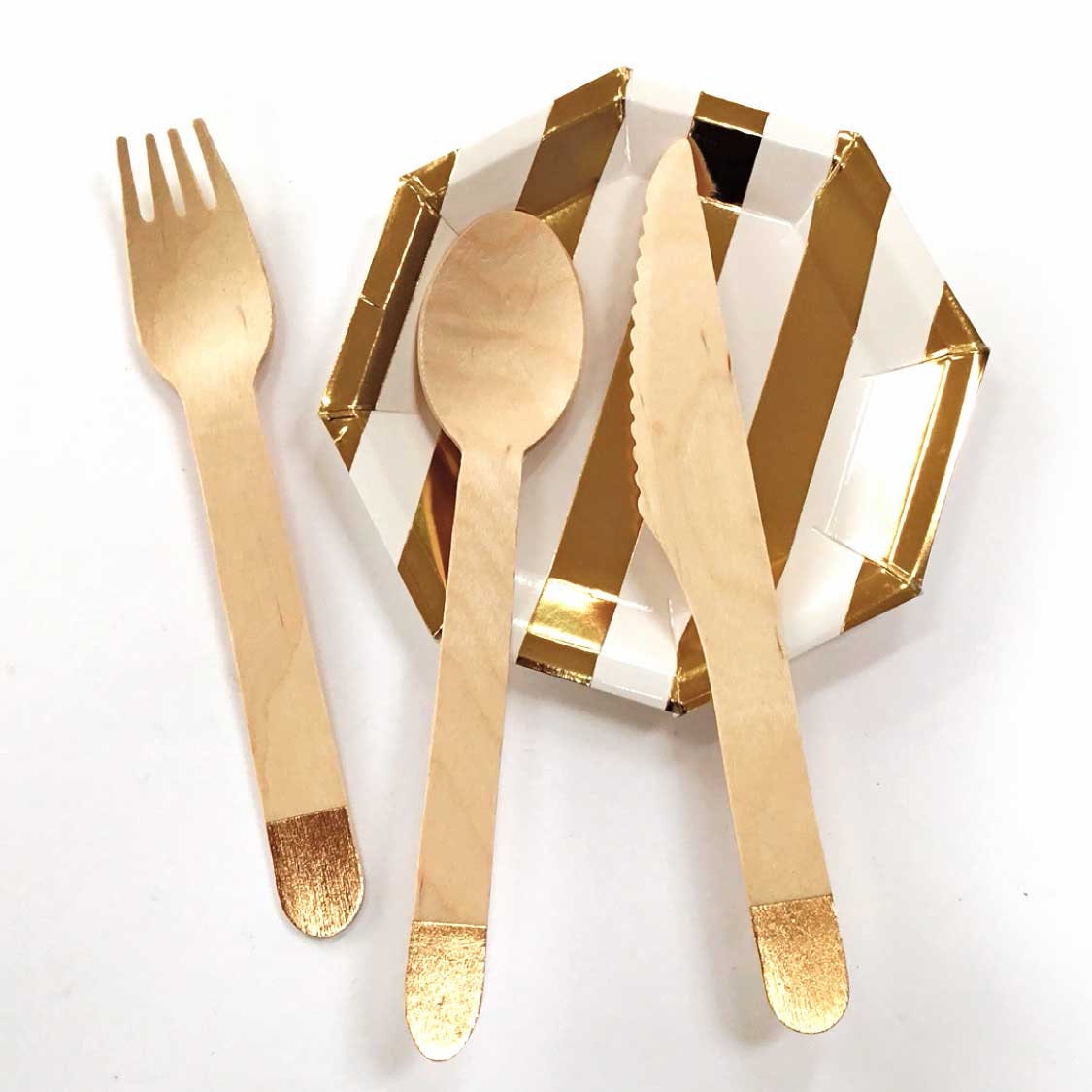 Gold Wooden Utensil Cutlery Set