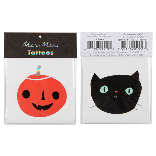 Halloween Pumpkin and Cat Tattoo