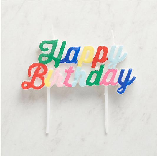 Happy Birthday Candle in Rainbow Script