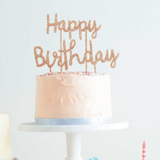 Happy Birthday Script Cake Topper