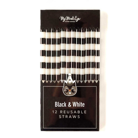 Acrylic Black and White Straws (12)
