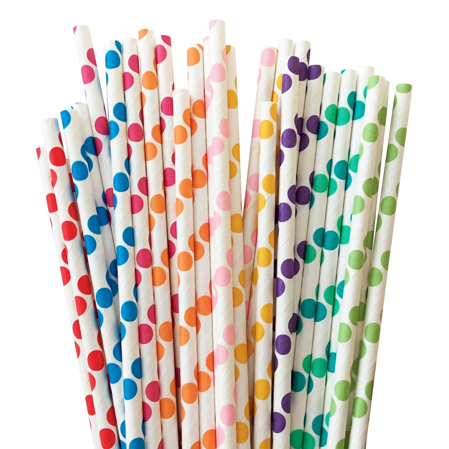 Rainbow Polka Dot Paper Straw (25)