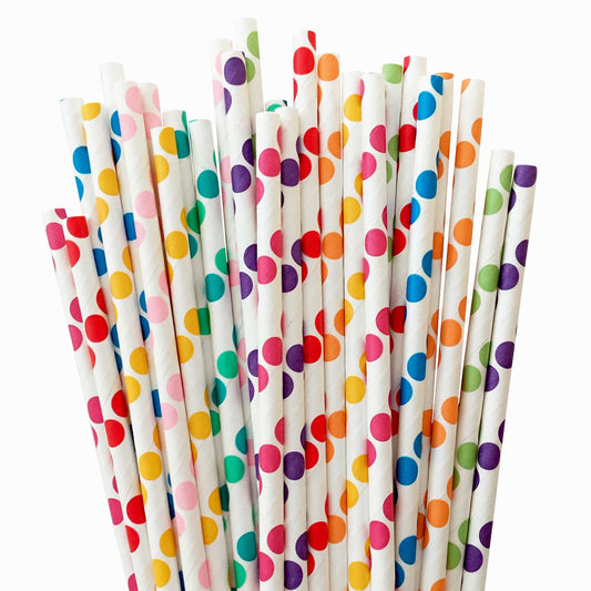 Rainbow Polka Dot Paper Straw (25)