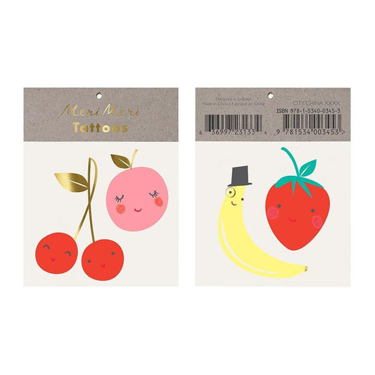 Happy Fruit Tattoos with Gold Foil