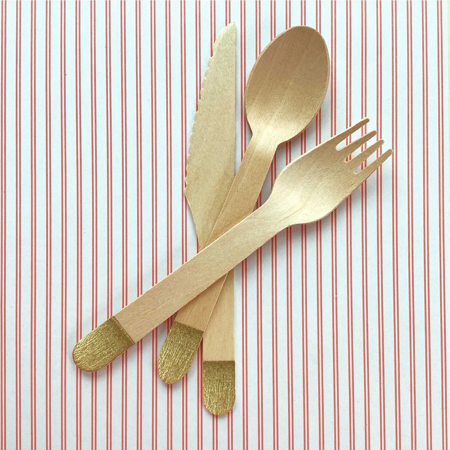Gold Wooden Utensil Cutlery Set