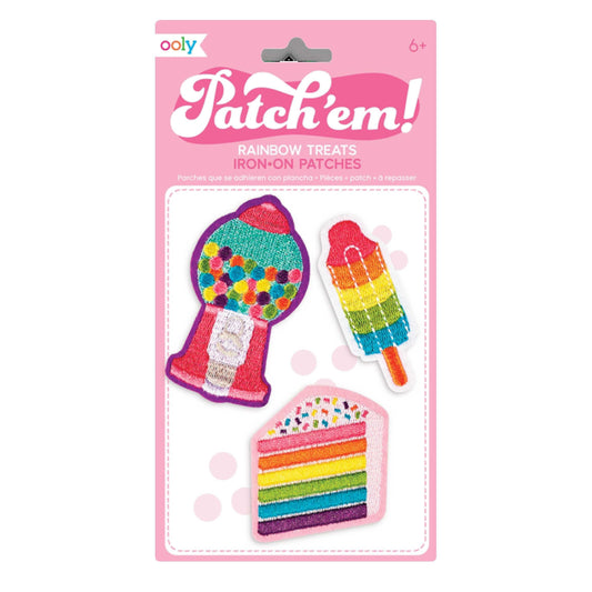 Rainbow Treats Iron-on Patches: OOLY Cake Popsicle Gumball Machine