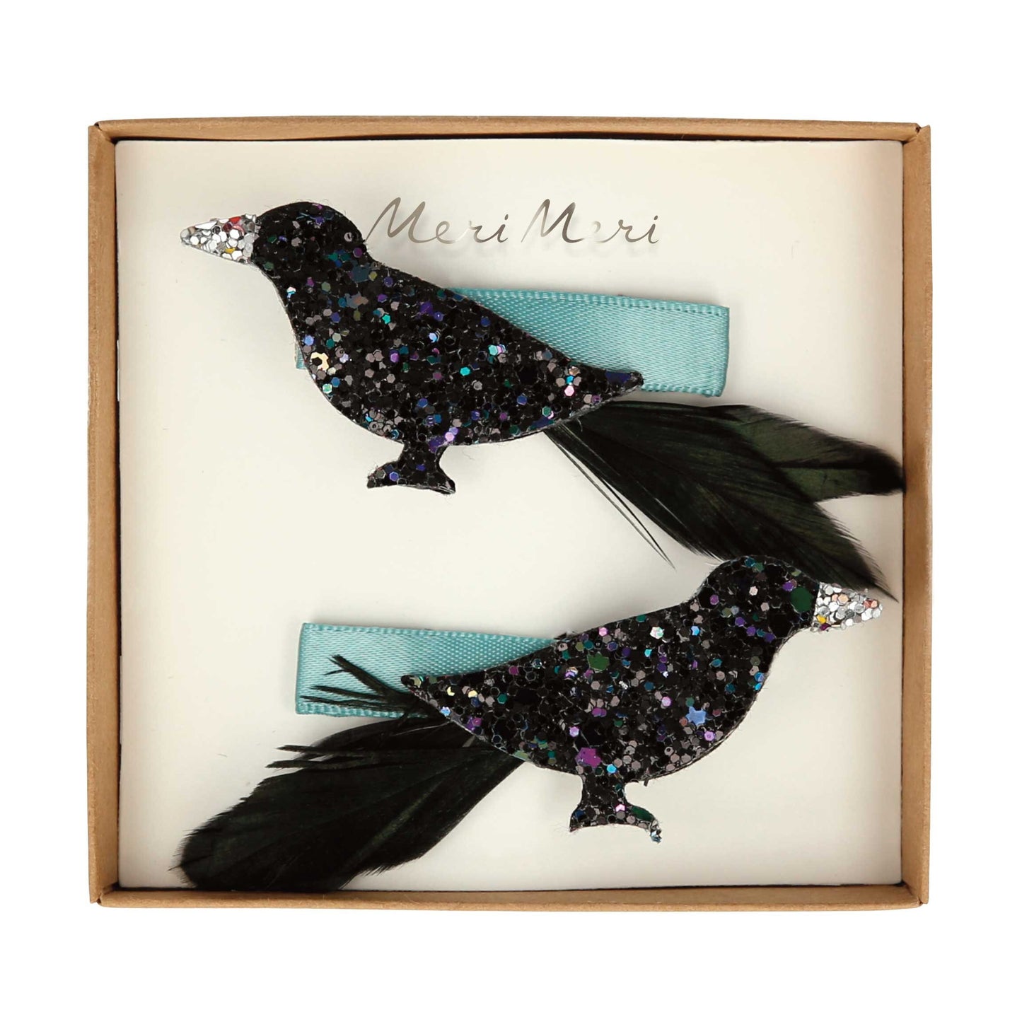 Glitter Crow Hair Clips