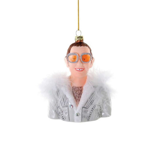 Sir Elton John Glass Ornament