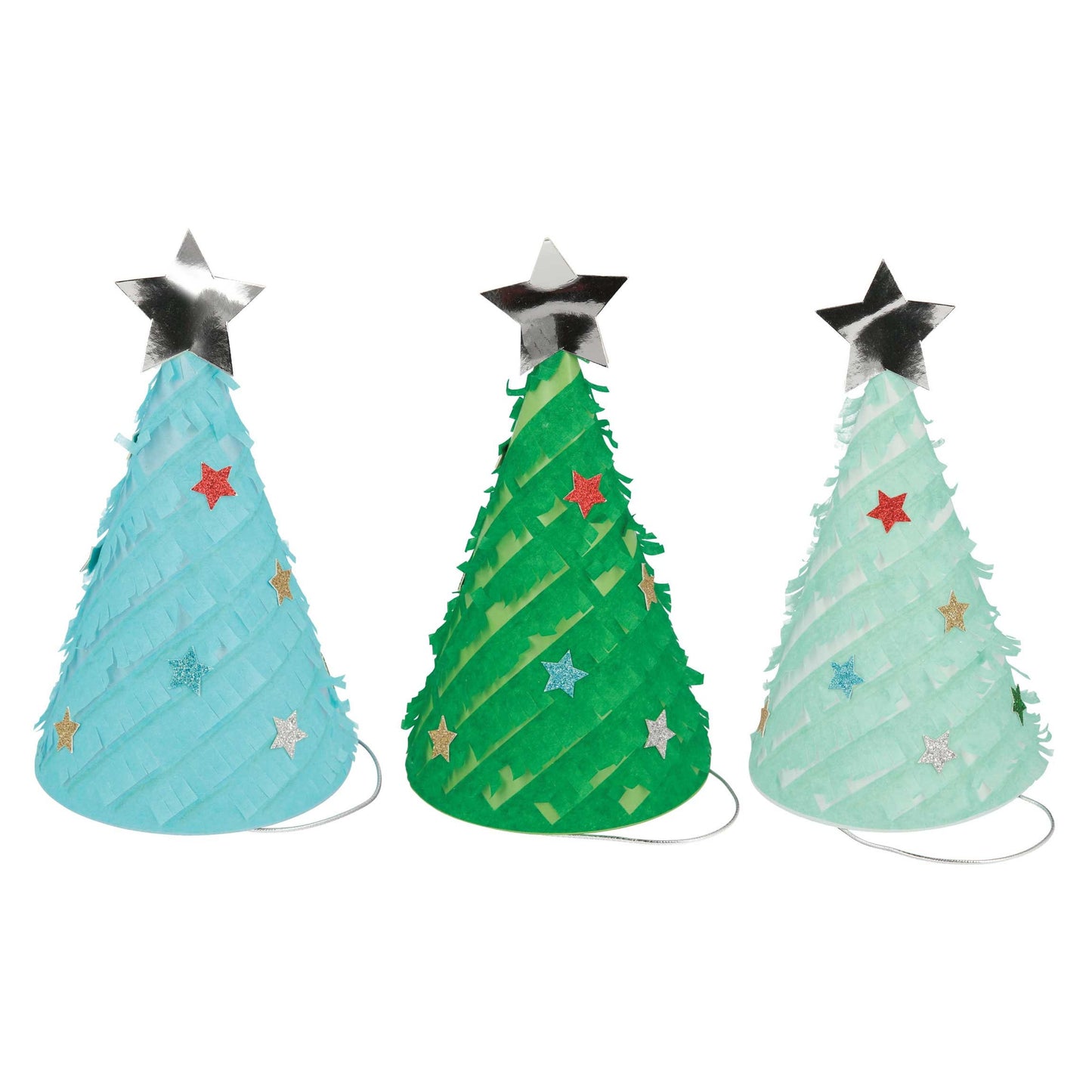 Fringed Christmas Tree Party Hats
