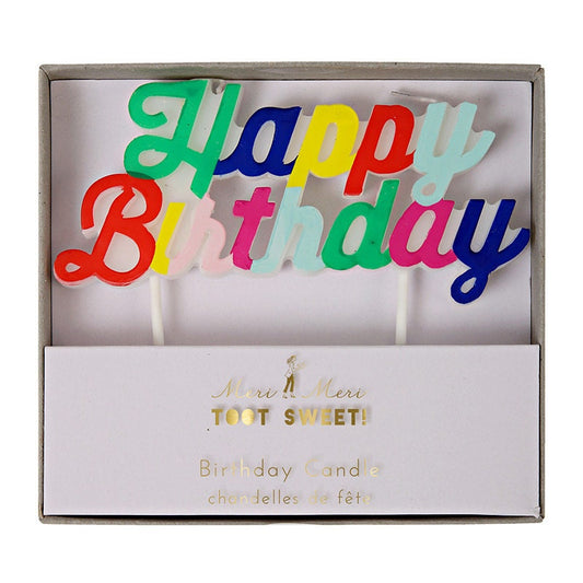Happy Birthday Candle in Rainbow Script