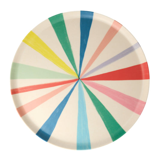 Large Bright Stripe Reusable Bamboo Plates