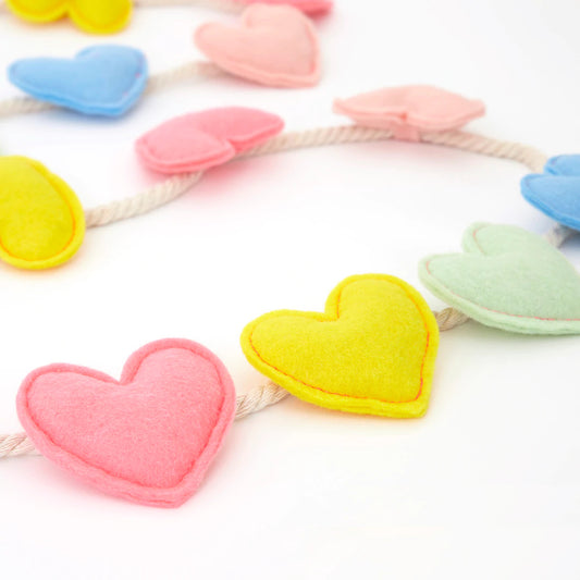 pastel hearts garland close up