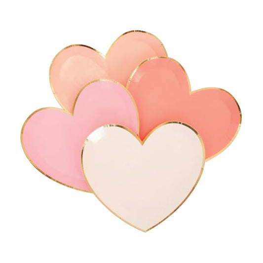 Pink Hue Heart Large Paper Plates
